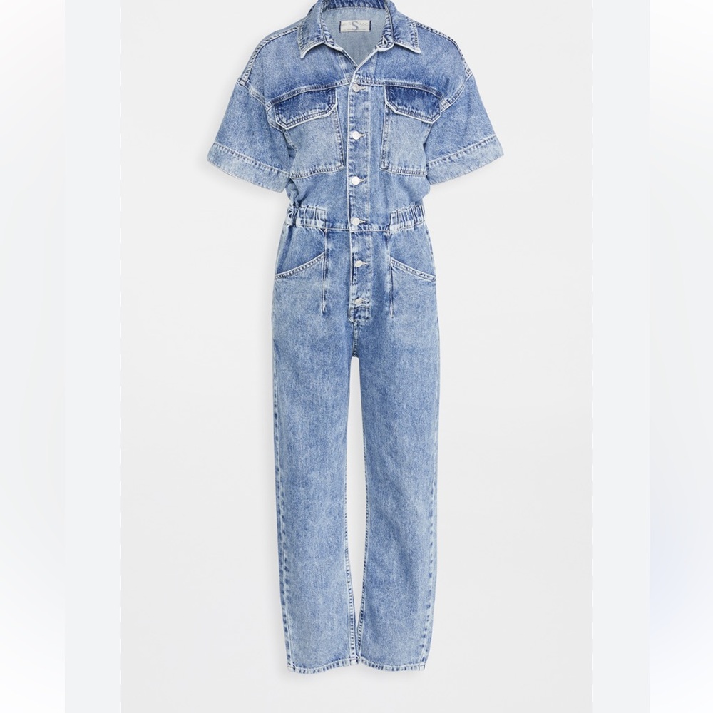 Free People Blue Denim Jumpsuit with Relaxed Fit